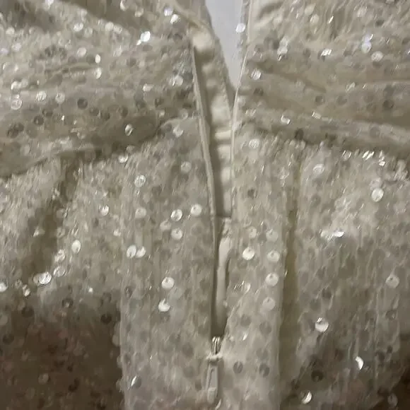 NEW Soieblu Off White Long Sequin Dress Women's Size Medium NWT - Picture 8 of 9